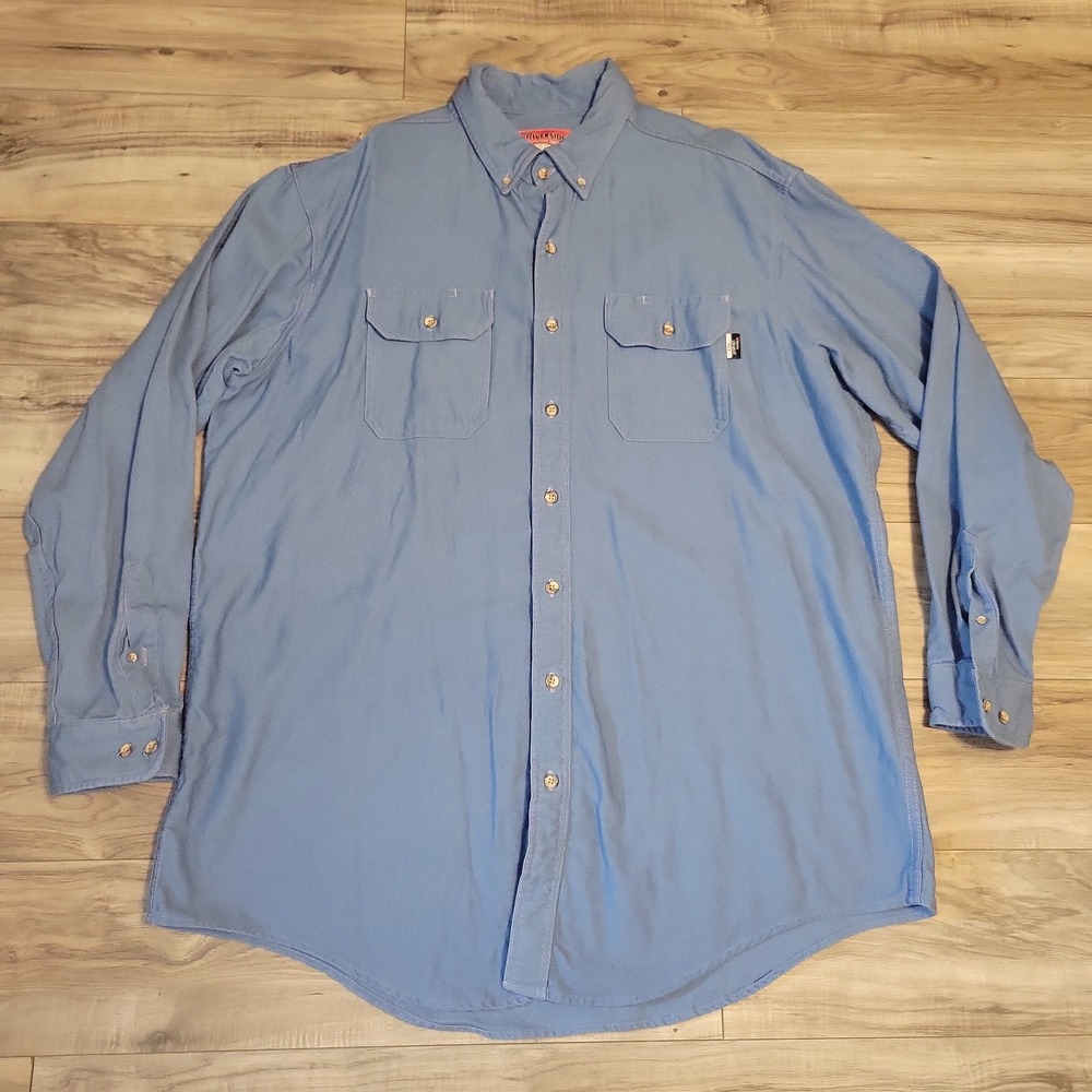 Riverside Flame Resistant HRC 2 Shirt Mens 2XL Blue  Button Down L/S USA Made